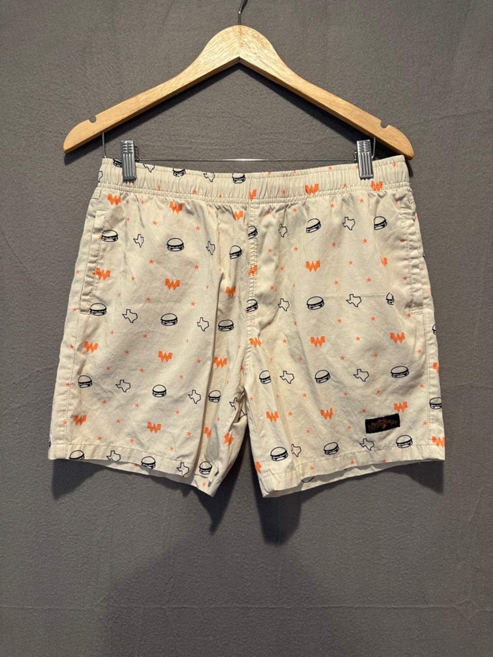 Men's Cream Patterned Swim Shorts - Unbranded